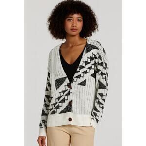 Urban Renewal Vintage Geometric Cardigan Black Grey White size Small Medium